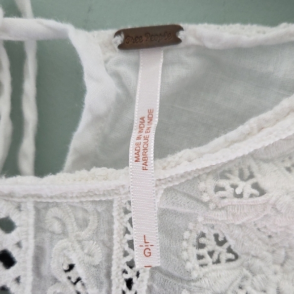 Free People Bohemian Mini Dress With Lace Detail Size Large White - Picture 3 of 14